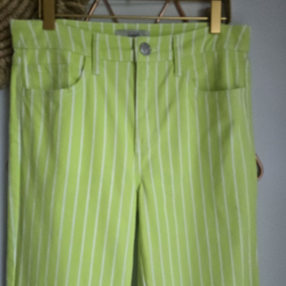 Victor Glemaud x Target, Lime Green Striped Denim Straight Leg Jeans, Size 2 - Picture 3 of 8